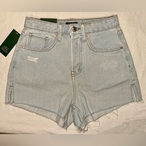 Super High-Rise Light Wash Denim Cutoff Shorts Jorts Women’s 00 NWT 100% Cotton